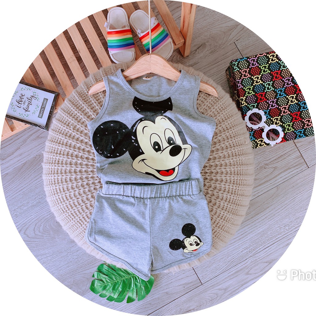 Lyvyshop - (Cotton SG chính phẩm) Bộ ba lỗ Mickey hàng đẹp cho bé trai, bé gái từ 09-28kg