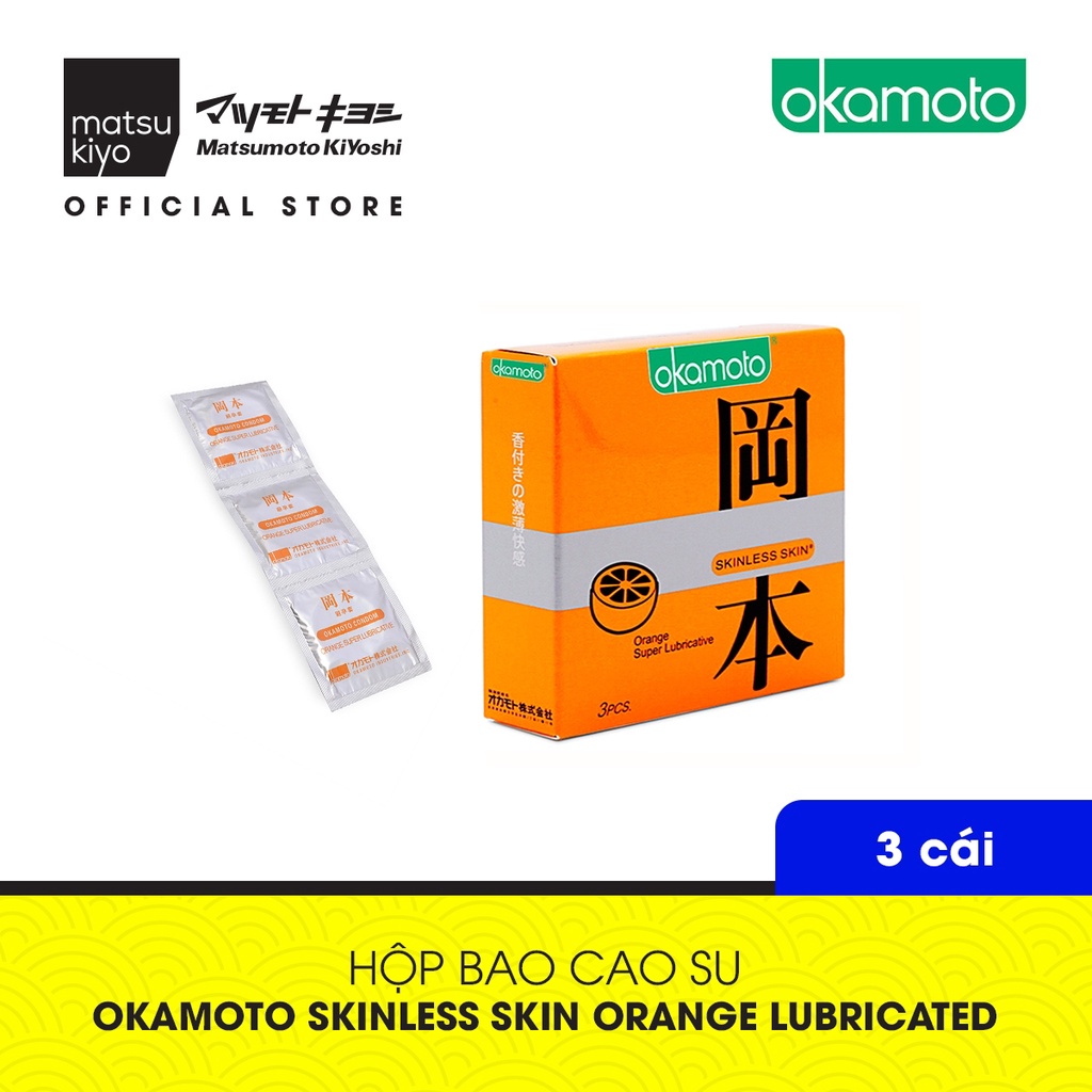 Bao Cao Su Okamoto Skinless Skin Orange Lubricated Hương Cam matsukiyo