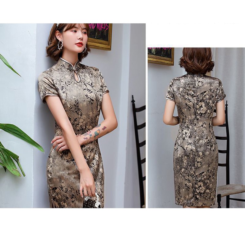 Sườn Xám Ngắn Plus Size M-4XL Thời Trang Mùa Hè Năm 2022 Cho Nữ #2