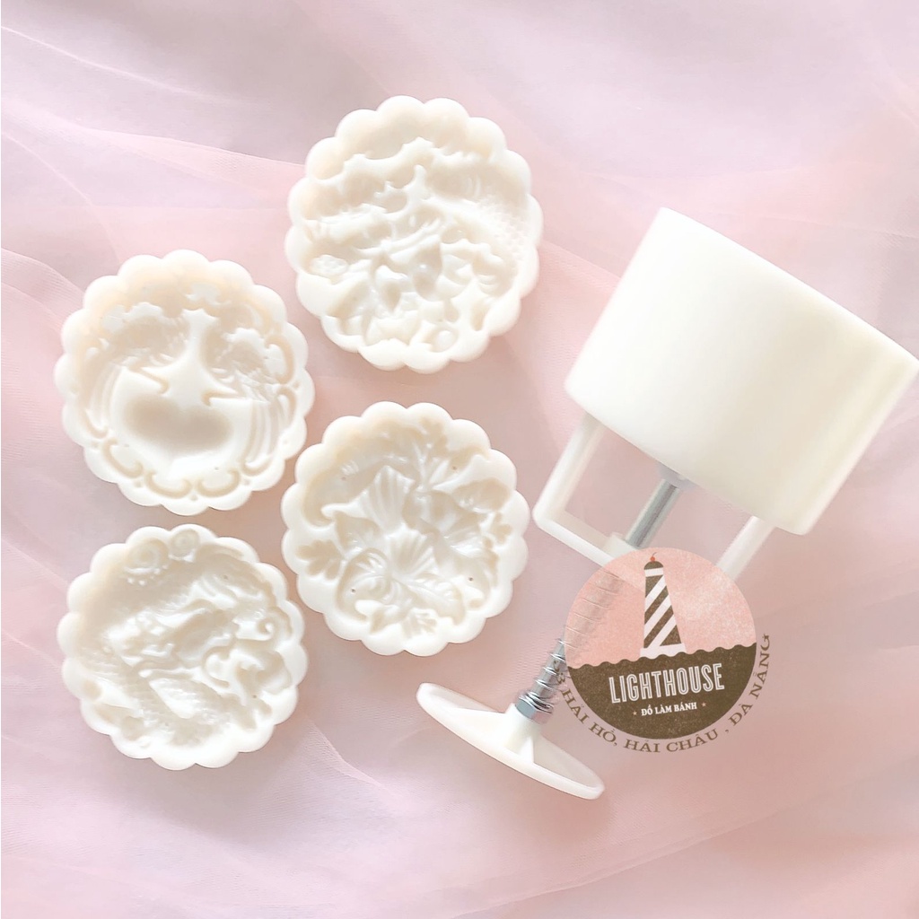 Khuôn Trung Thu 4 mặt Cá, Rồng, Phượng, Hoa 150gr