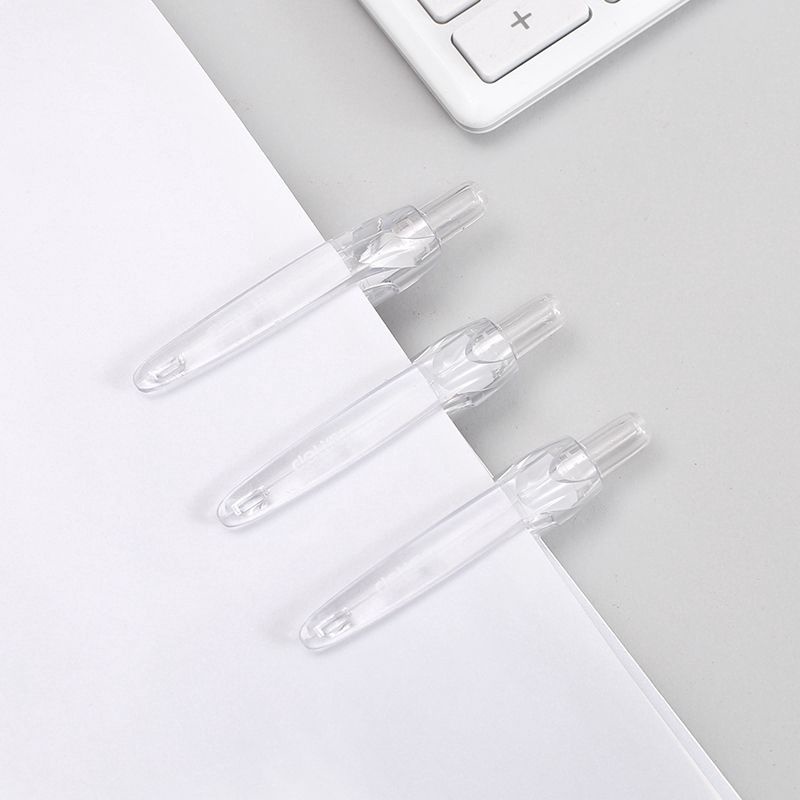 Bút gel bấm Deli 0.5mm, mực đen, vỏ trong suốt