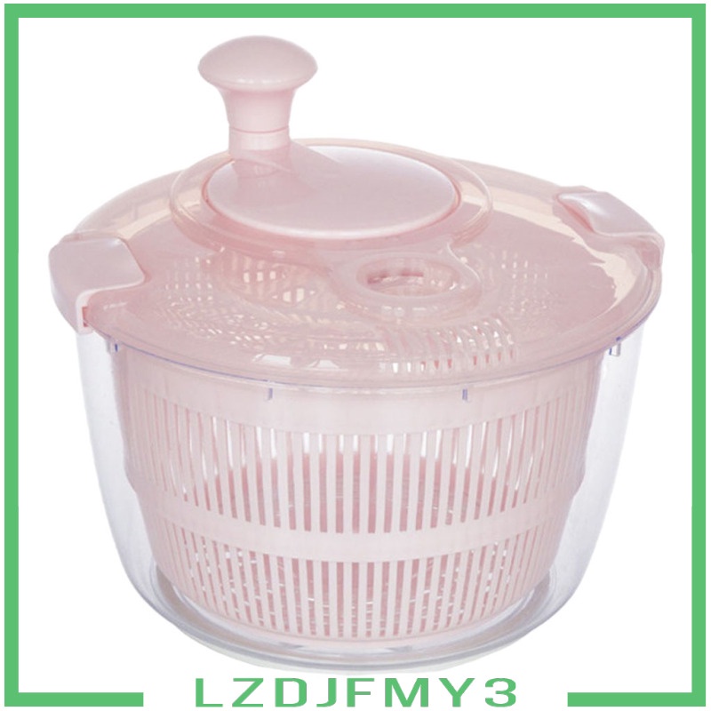 Salad Spinner with Handle and Non-slip Base Vegetable Drain Basket Pink