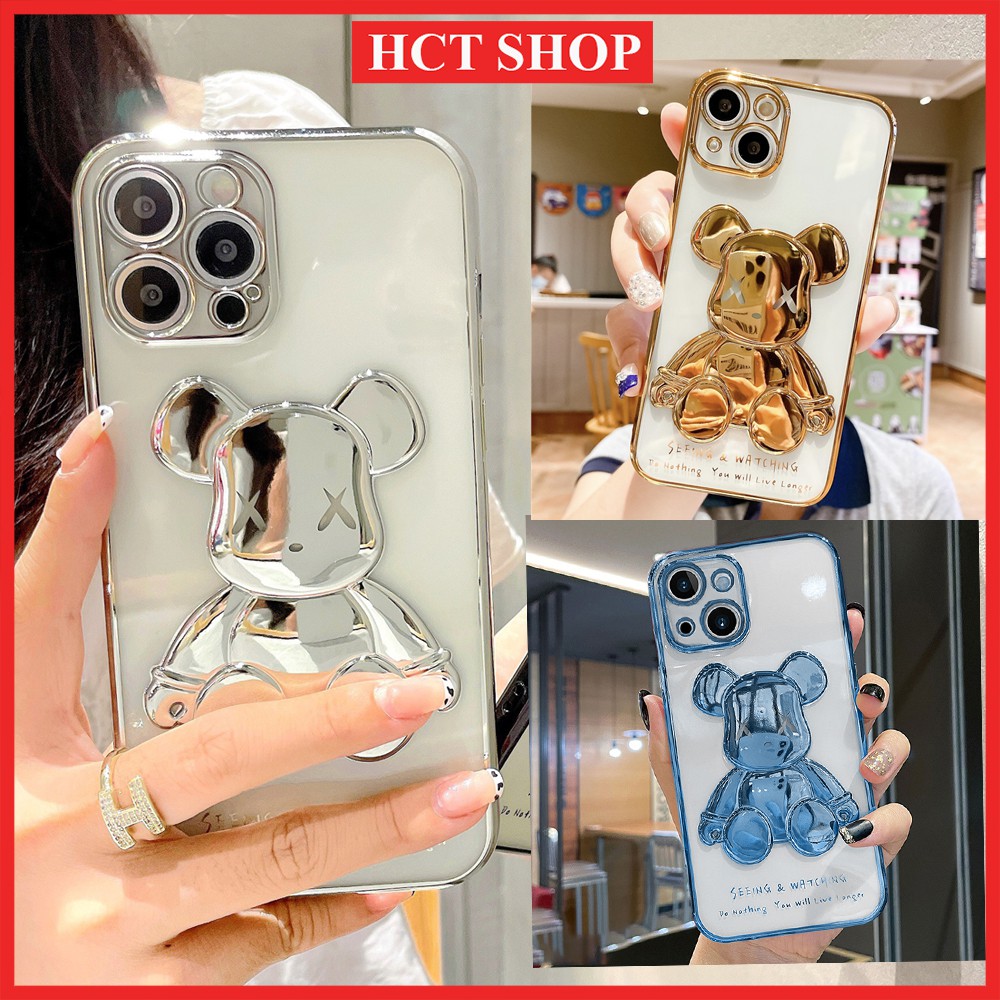 Ốp lưng in nổi hình gấu Bearbrick 3D cho iPhone 6Plus, 7Plus, Xsmax, 11Promax, 12Promax, 13Promax