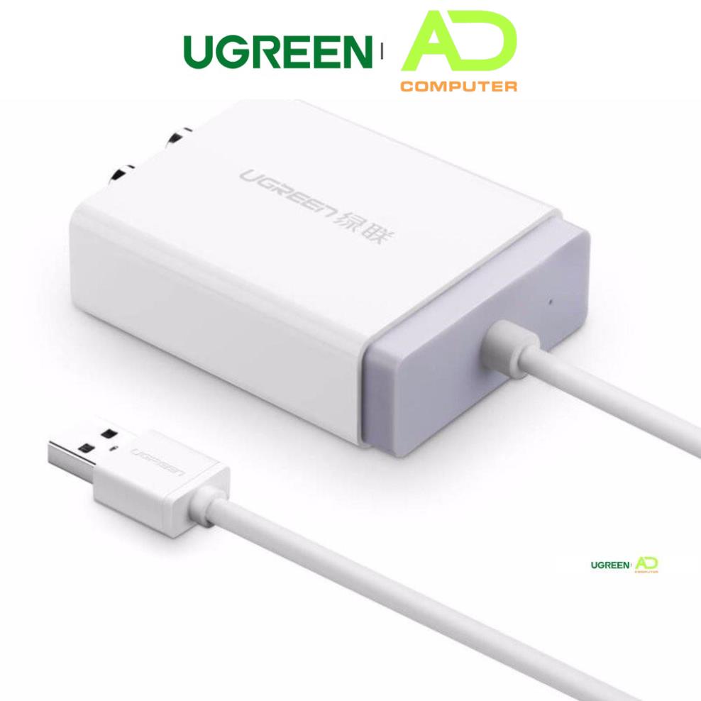 Bộ chuyển âm thanh USB ra 2 đầu 3.5mm (tai nghe+Mic) và 2 đầu hoa sen (RCA) UGREEN 30521
