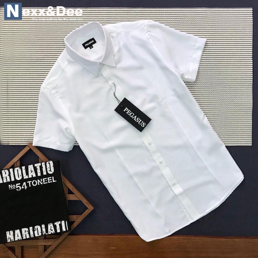 Áo sơ mi nam tay ngắn Nexx&Dee công sở trắng vải cotton lụa cao cấp ( nhiều màu) NS023