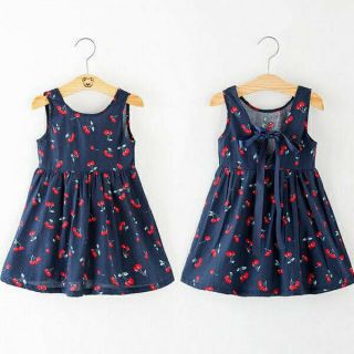Đầm bé gái chery xanh đen