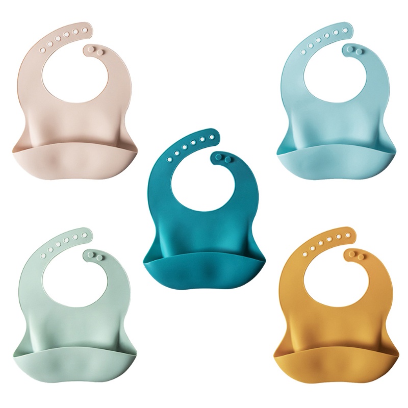 Yếm Ăn Silicone Cấp Thực Phẩm Chống Thấm Nước Có Thể Điều Chỉnh Cho Bé Sơ Sinh