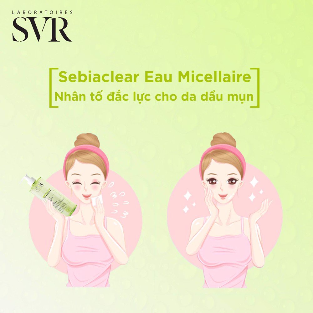 Nước tẩy trang diu nhẹ cho da dầu SVR Sebiaclear Eau Micellaire Purifying Cleansing Water 400ml