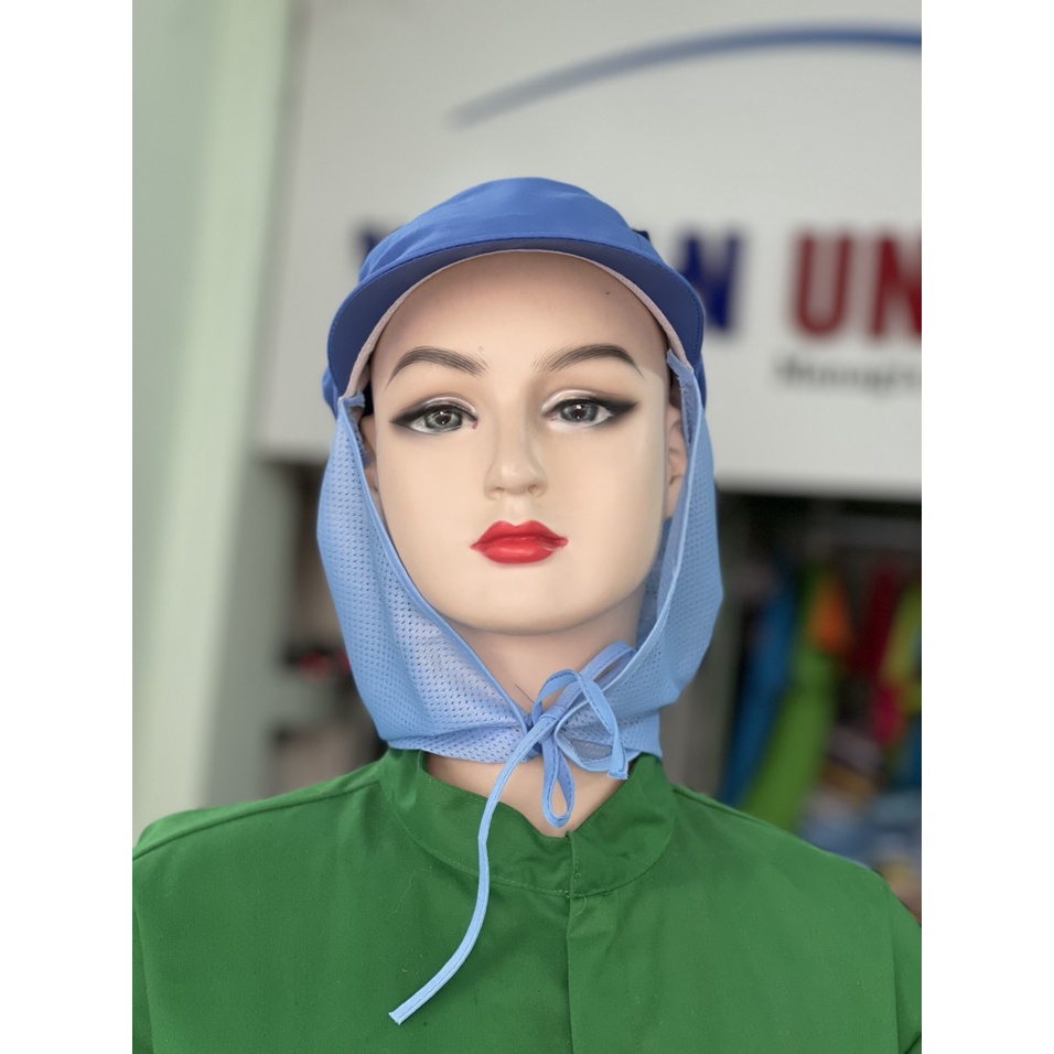 Nón Phòng Sạch Có Lưới Dài _ Hình Chụp Thật