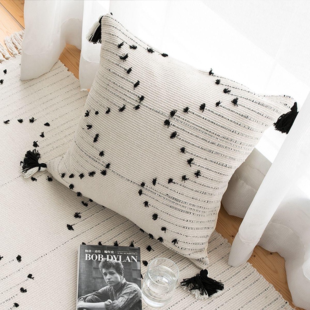 Vỏ Gối Sofa Mềm Đan Tay Phối Tua Rua Trang Trí Nhà Cửa / Nông Trại