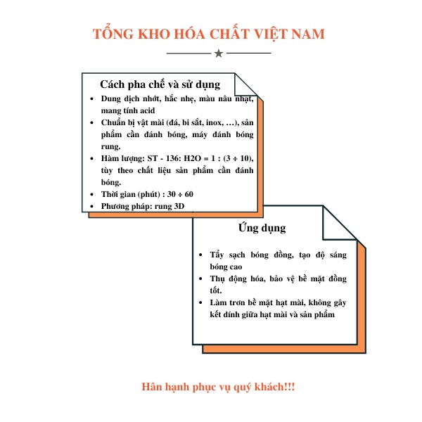 Hóa chất đánh bóng Đồng ST-136 1kg, 5kg Tổng Kho Hoá Chất Việt Nam