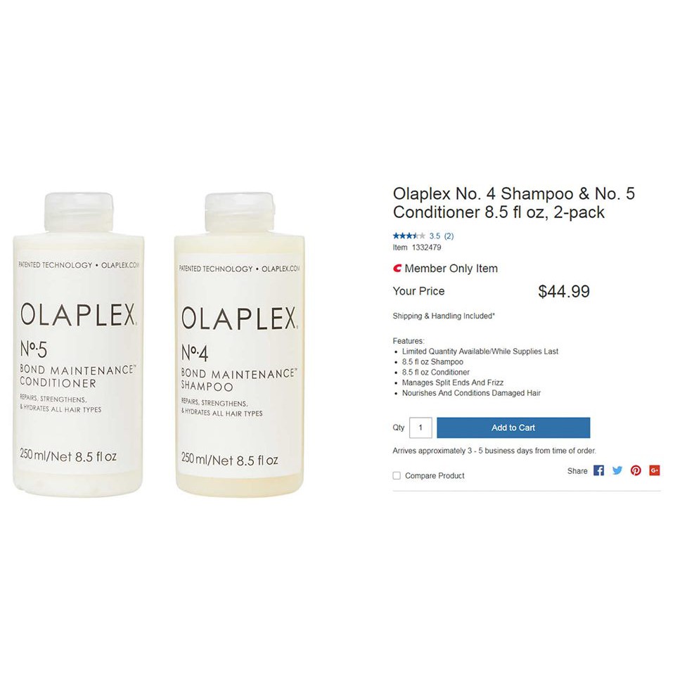 Cặp Dầu Gội Xả Olaplex Phục Hồi Tóc Hư Tổn No.4 Và No.5 250ml/chai