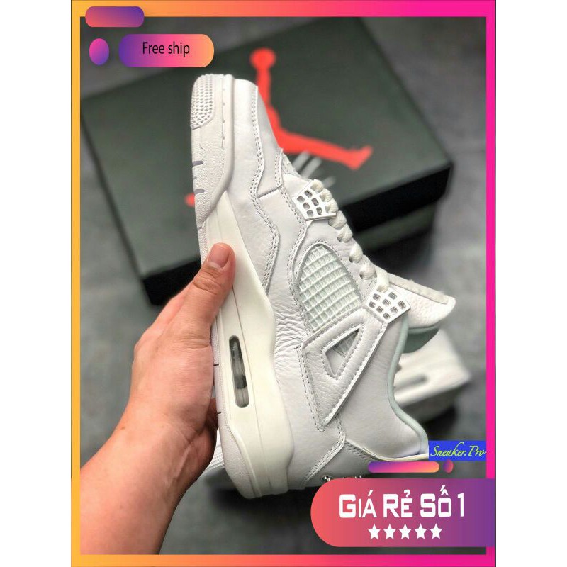 Ảnh thật Giày thể thao AIR JORDAN 4 Retro Pure money full trắng siêu đẹp cho nam và nữ siêu đẹp ⁸ :; ` ' # ₙ : .