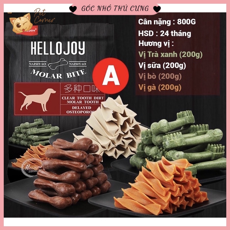 [CAO CẤP] Xương gặm làm sạch răng cho chó Hello Joy gói 800gr