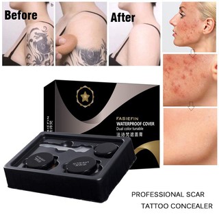 Bộ 2 hộp kem che khuyết điểm / vết mụn / hình xăm kèm chai và que trộn