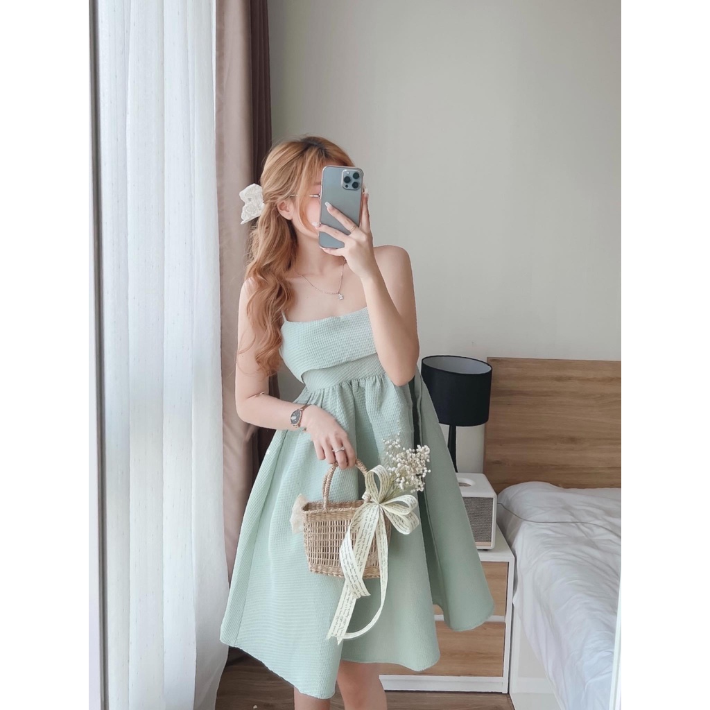 ĐẦM BABYDOLL XỐP 2 DÂY CỘT NƠ LƯNG FORM BỒNG SIÊU ĐÁNG YÊU KÈM ẢNH THẬT TA220203