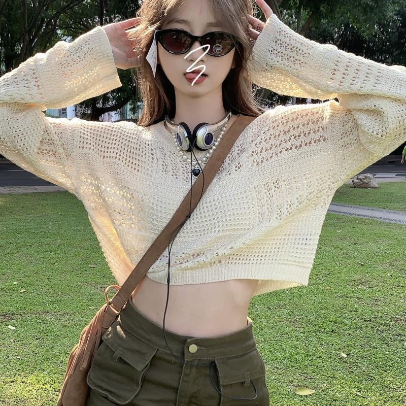 Áo sweater Dệt Kim Mỏng Tay Dài Chống Nắng Thời Trang Mùa Hè Cho Nữ