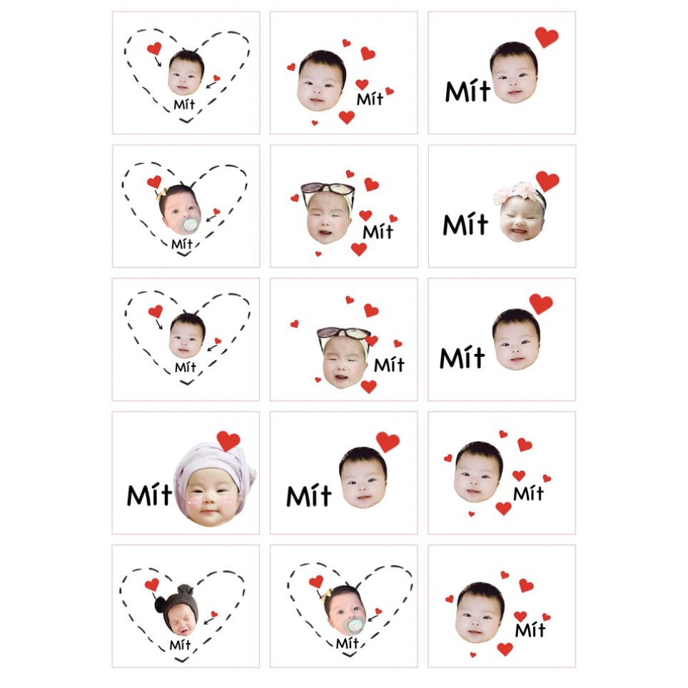 In sticker tên và ảnh bé đáng yêu dán bình sữa, máy hút sữa, thìa và bát ăn dặm