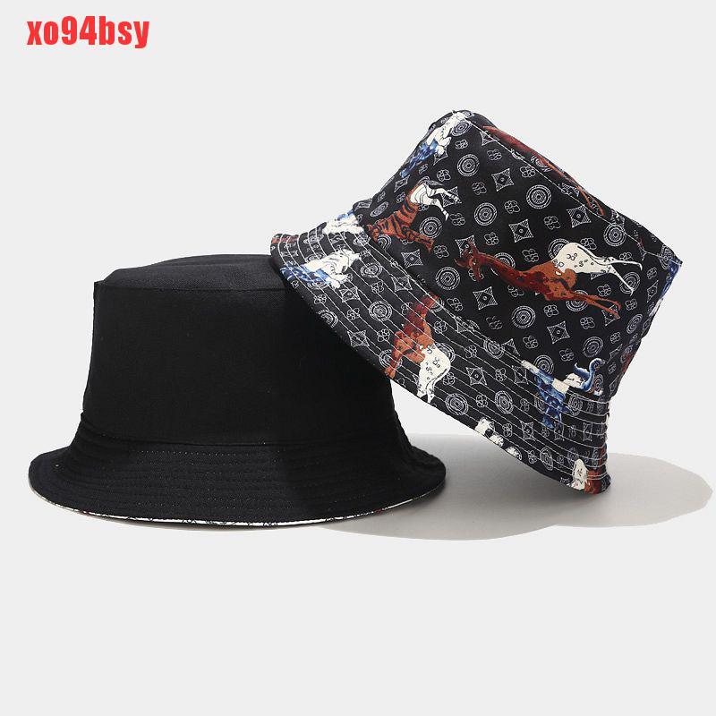 [xo94bsy]Animal Bucket Hat Women Summer Double-sided Hat Gift Beach Fisherman Cap