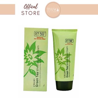 Kem chống nắng chiết xuất trà xanh Cellio Green Tea Whitening Sun Cream SPF50 PA+++ 70g