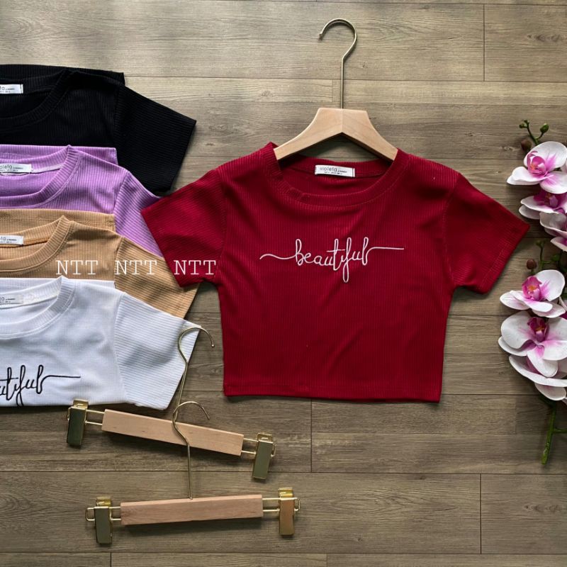 [Mã FAMAYWA giảm 10K đơn 50K] Áo Croptop thêu beautyful | BigBuy360 - bigbuy360.vn