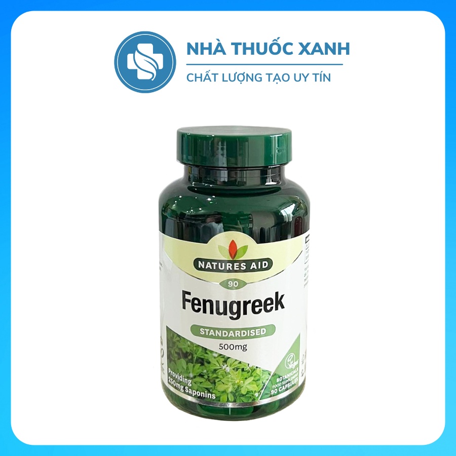 Viên uống cỏ cari lợi sữa Fenugreek 500gr - Nature Aid Fenugreek 90v của Anh tăng tiết sữa cho mẹ (mẫu mới nhất)