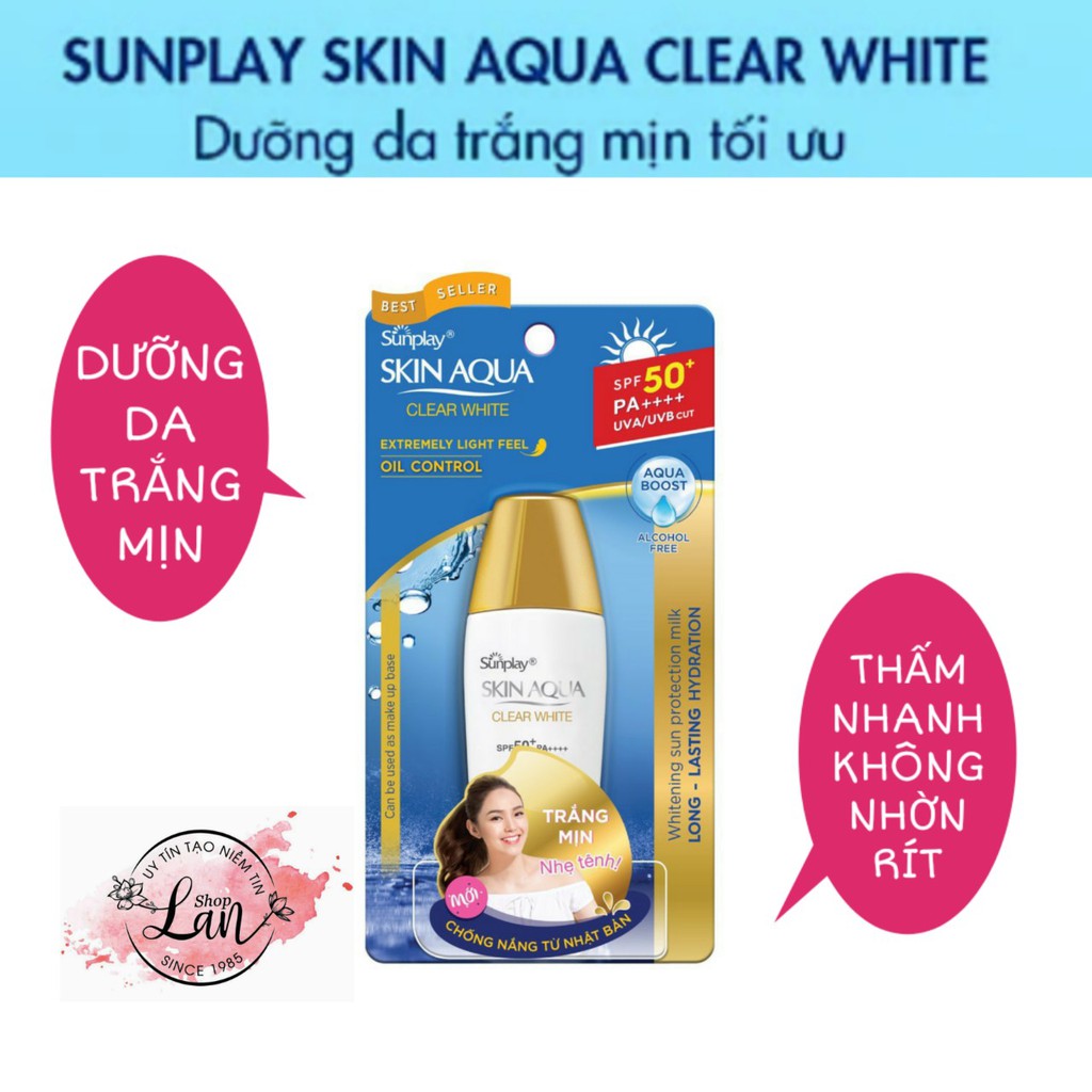 Sữa Chống Nắng SUNPLAY SKIN AQUA Clear White Dưỡng Da Trắng Mịn Tối Ưu SPF50+ PA++++ - 55g