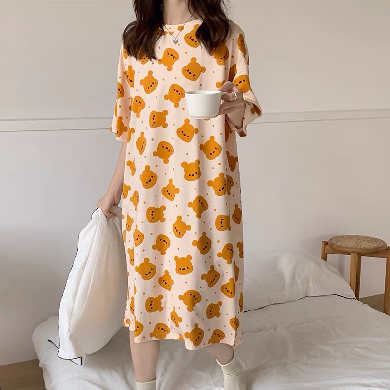 Bộ ngủ pijama nữ gấu Pooh vàng đáng yêu | BigBuy360 - bigbuy360.vn