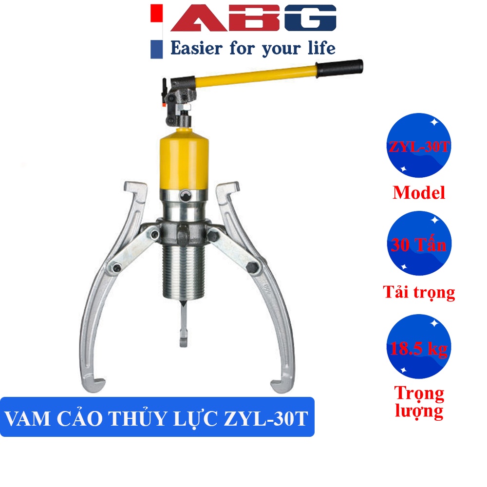 Vam cảo thủy lực ABG ZYL-30T chuyên dùng tháo lắp vòng bi bằng hệ thống thủy lực gắn liền trên thân và tay bơm tích hợp