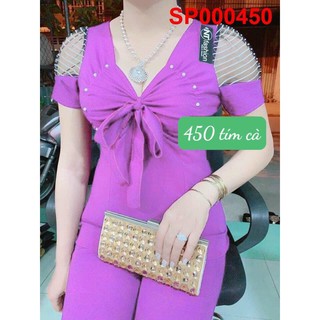 Đồ bộ thun cát hàn thắt nơ ngực 450