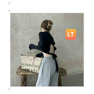 Áo croptop tay dài khoét lưng