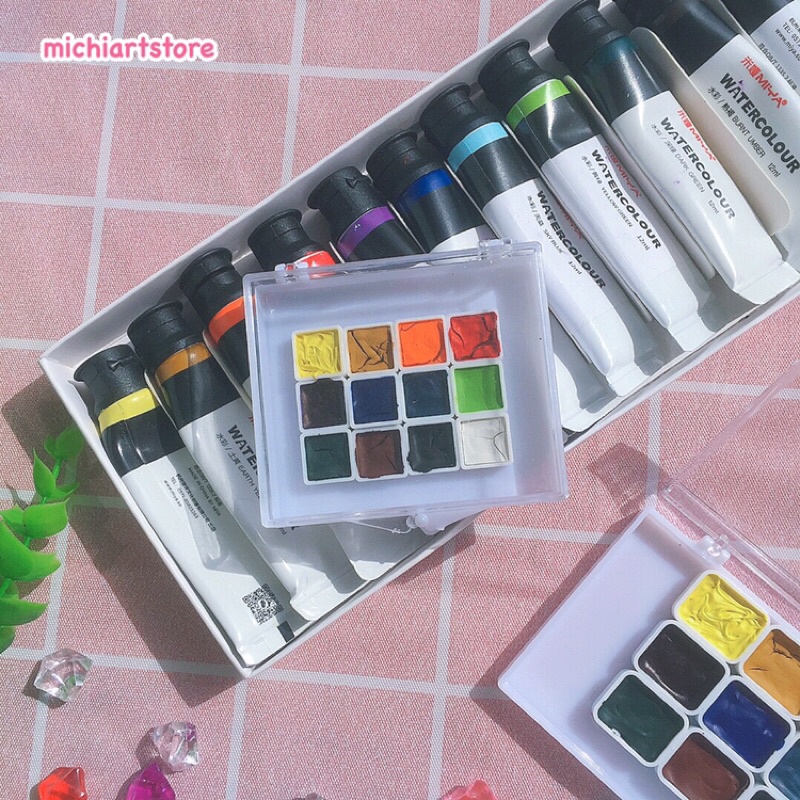 [Michi Art Store] [Quà tặng] Màu nước Miya Watercolour 12 màu
