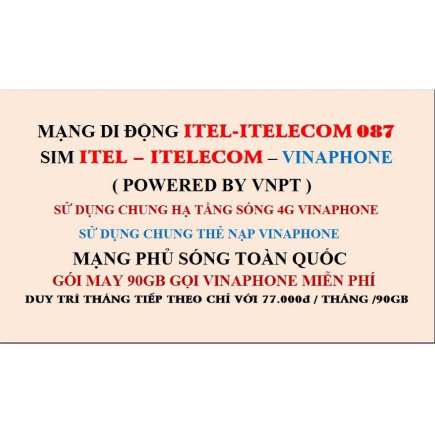 Sim 4G - 120GB/tháng - Chọn số đẹp B2 - 50k - Vinaphone & Itelecom free gọi vina & itel