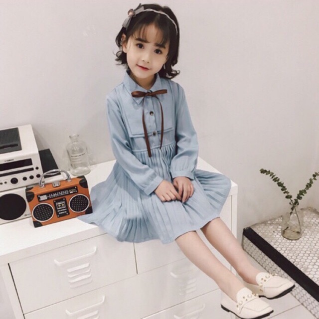 Váy bé gái tiểu thư nhăn sọc
