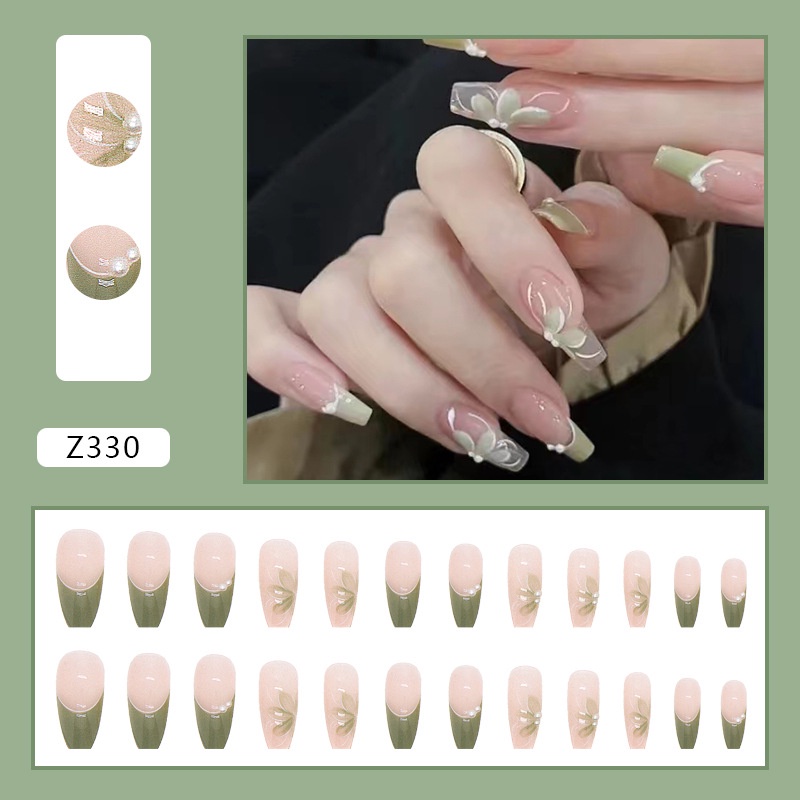 Móng tay giả thời trang Z321-Z360 false nail 24 miếng kèm keo nailbox không thấm nước có thể tháo rời