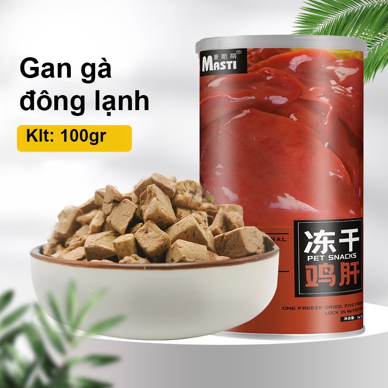 Đồ ăn cho mèo chó Masti thịt sấy khô đông lạnh cá hồi gan gà thịt gà lòng đỏ trứng thơm ngon giàu dinh dưỡng