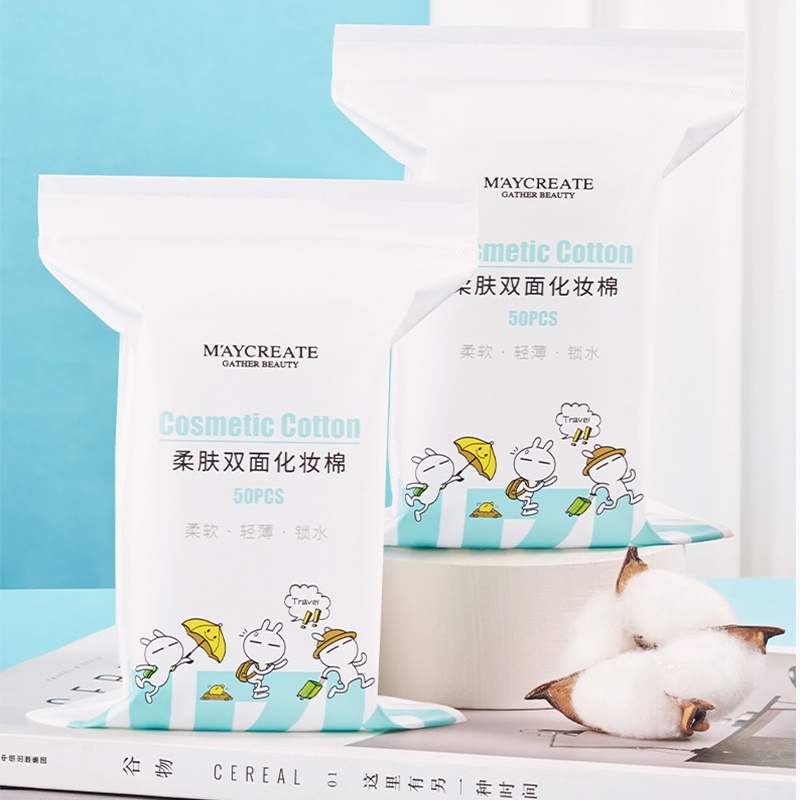 [Hàng mới về] Set 50 bông tẩy trang dày dặn mềm mại co giãn tốt