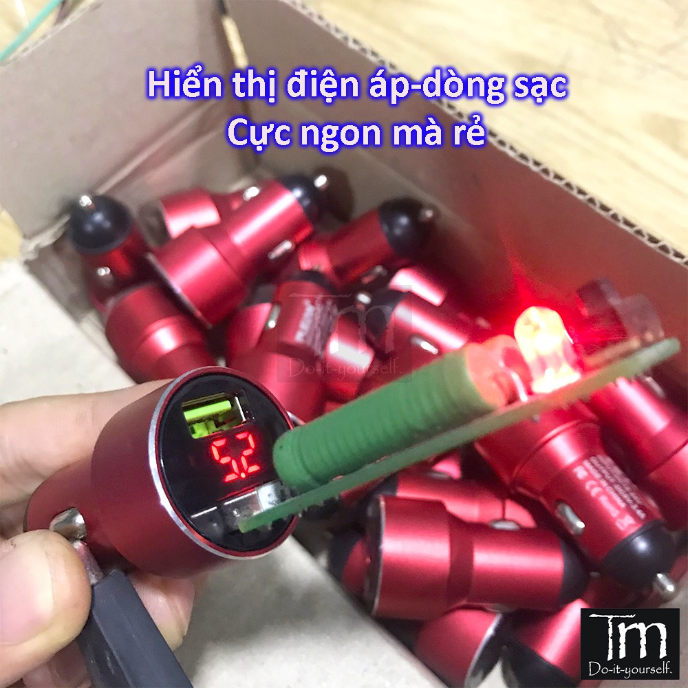 Tẩu Sạc Xe Hơi 5V 3.4A Vào 12-24V Hiển thị Dòng Áp