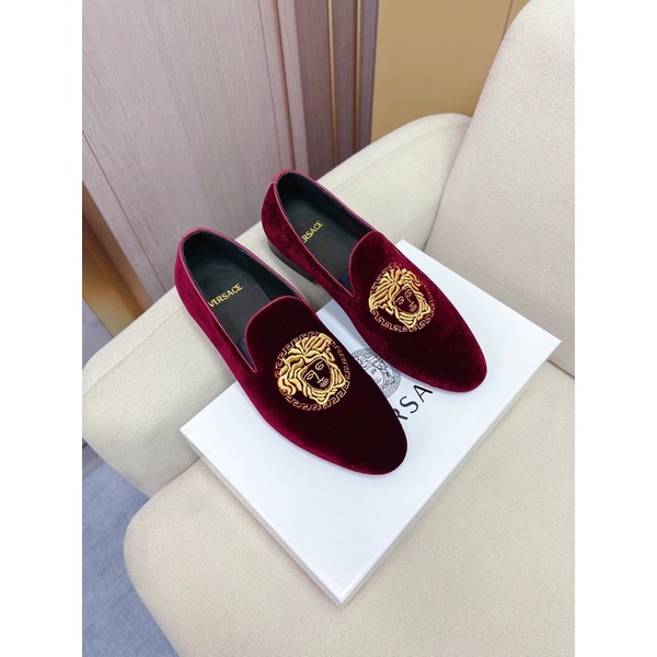 Giày tây lười nam da thật cao cấp lớp ngoài nhung sang trọng thương hiệu Versace cao cấp