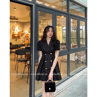 Váy xốp cổ đức xếp ly eo