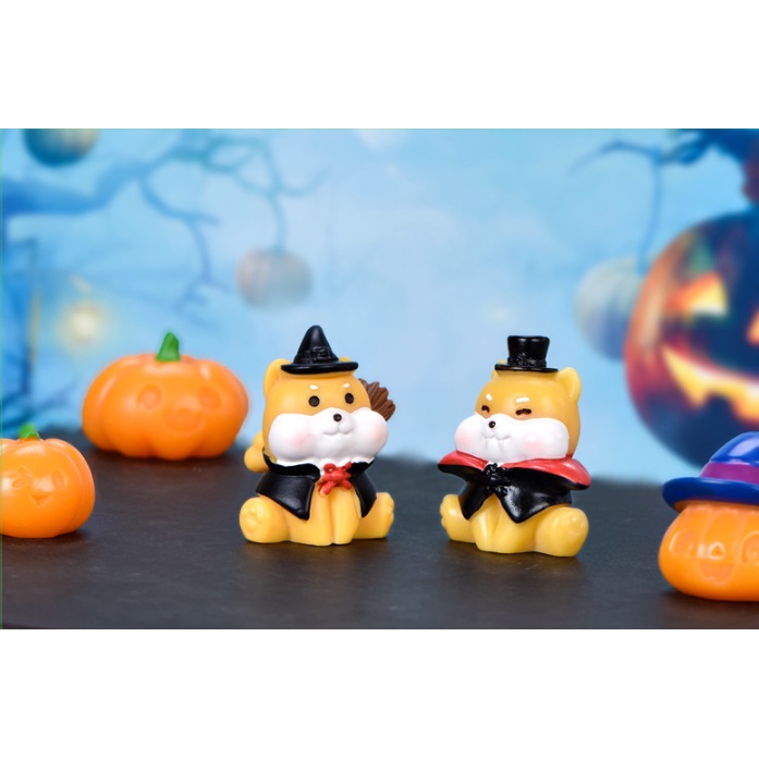 Mô Hình Trang Trí Ô Tô Bàn Làm Việc Phòng Khách - Phụ Kiện Trang Trí Taplo Xe Hơi Chú chó Shiba Halloween Cực Yêu