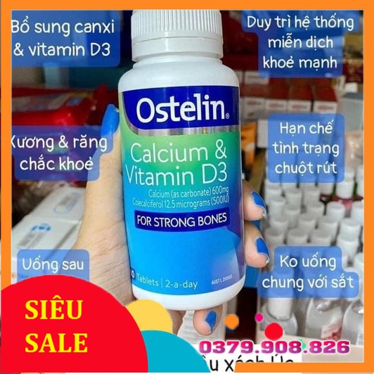 CANXI & vitamin D Ostelin Úc cho bà bầu (130 viên)