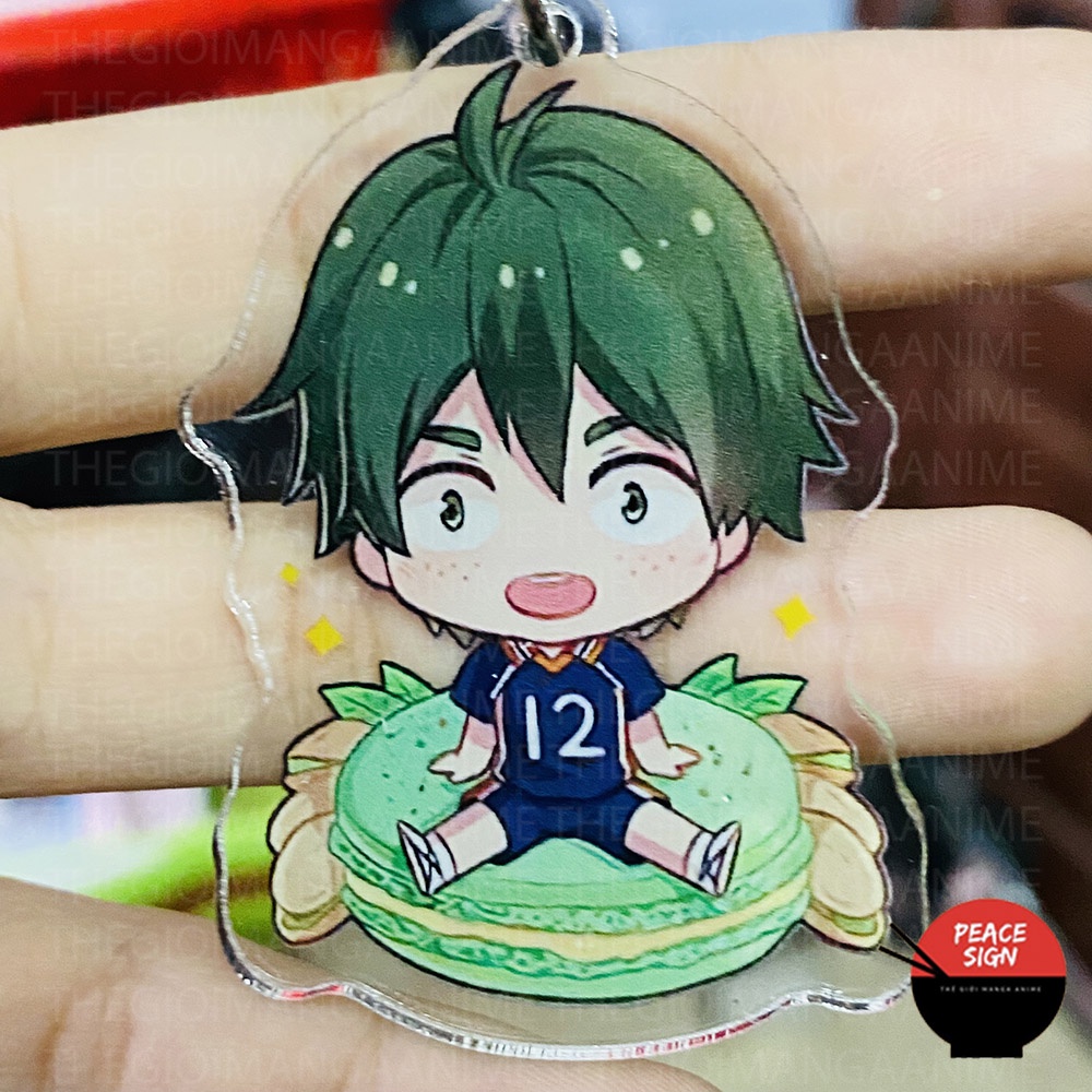 (mica trong acrylic) Móc khóa HAIKYUU! Vua Bóng Chuyền ver MACARON anime chibi xinh xắn