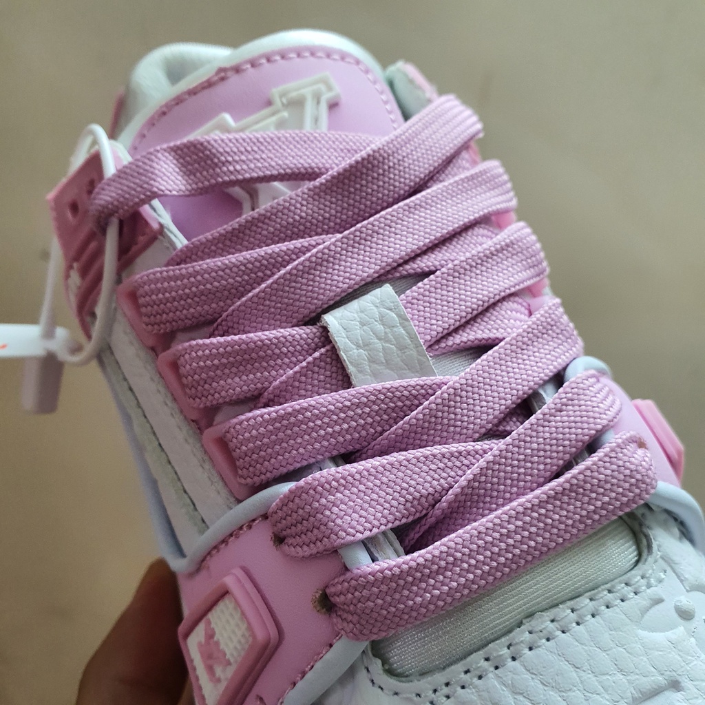 Giày LV Trainer Hồng Fullbox, Giày thể thao lv trainer hồng cá tính da nhăn cực đẹp hot trend 2022