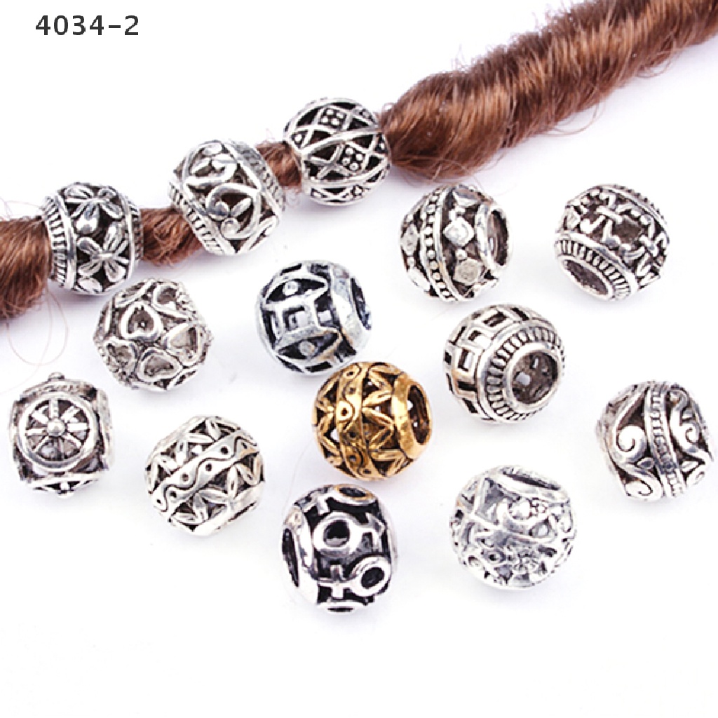 Set 10 Vòng Bện Tóc Bằng Hợp Kim Phong Cách Viking Cổ Điển 4034-2