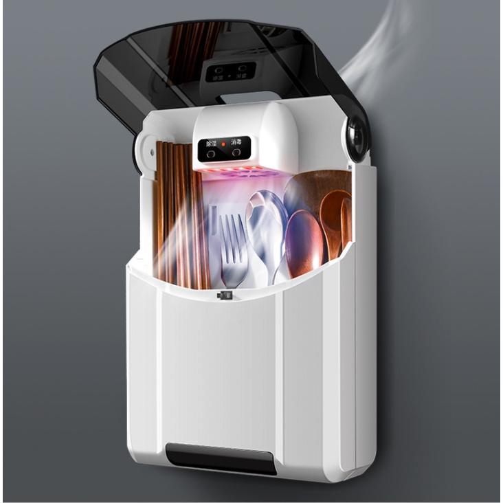 Hộp đựng đũa muỗng treo tường sấy khô hút ẩm và khử trùng bằng tia cực tím tiện dụng cho nhà bếp