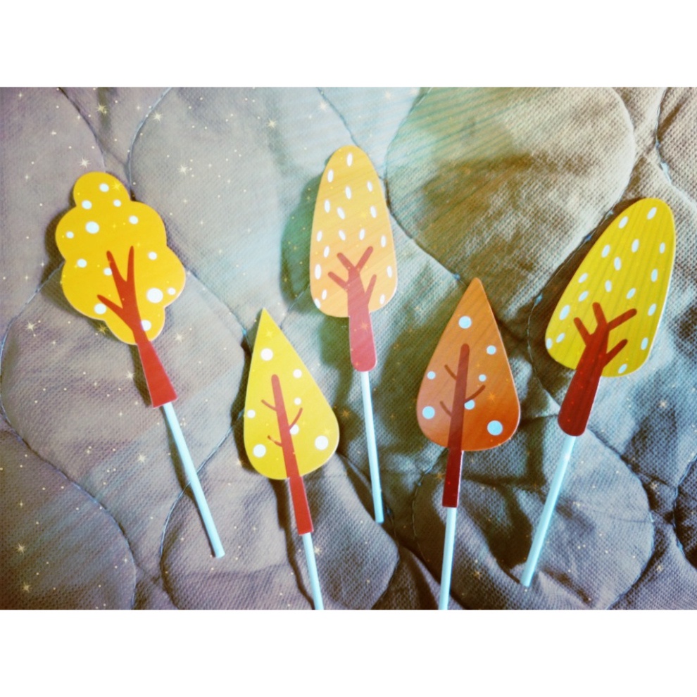 bánh kem sinh nhật [FREESHIP❤️] set 5 que cắm lá cây xanh