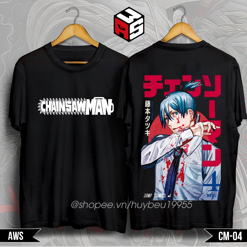 Áo thun Chainsaw man, áo phông in hình anime chainsawman, denji, power, aki, makima cotton giá rẻ