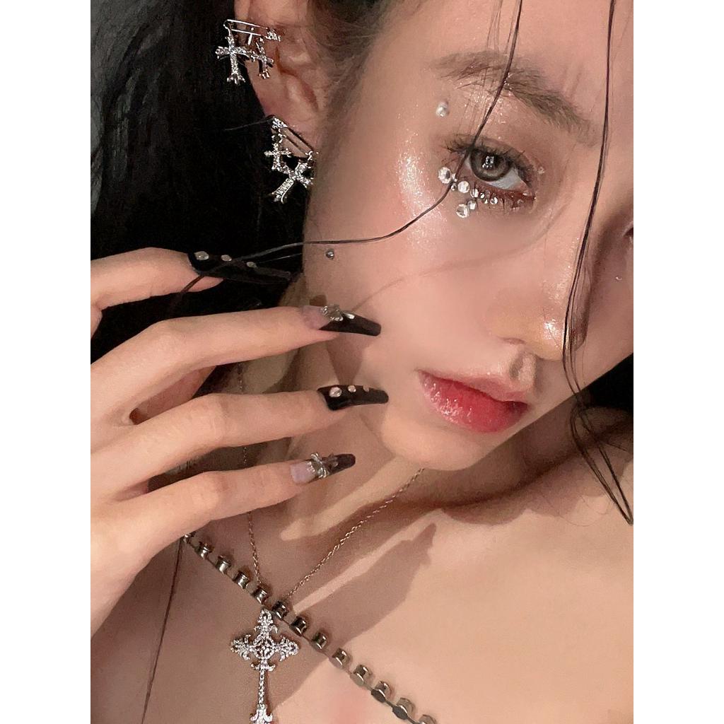 Bông Tai Hình Thánh Giá Phong Cách Hàn Quốc Sang Trọng Cho Nữ