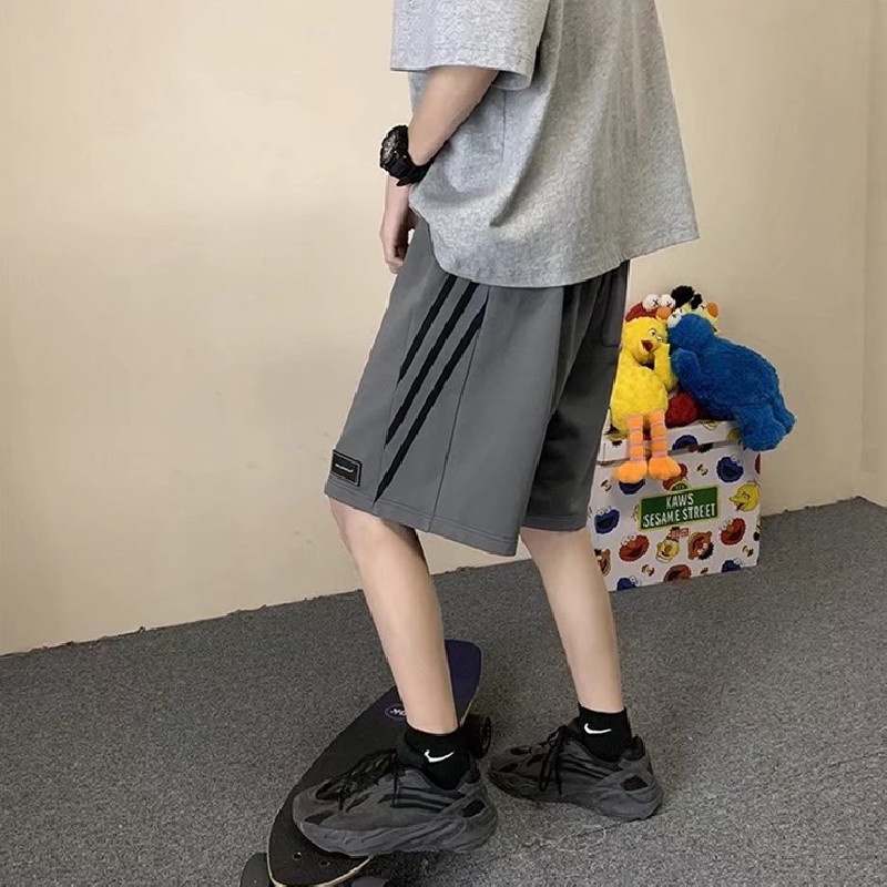 Quần Short Thể Thao Ống Rộng Phối Sọc Hai Bên Thời Trang Hàn Quốc Cho Nam [M-3XL]